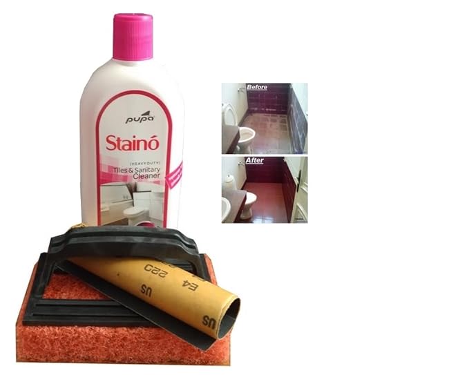 Soljardin Sunshines Pupa Staino Pink Bathroom Tile Cleaner With Handle Scrubber Kit