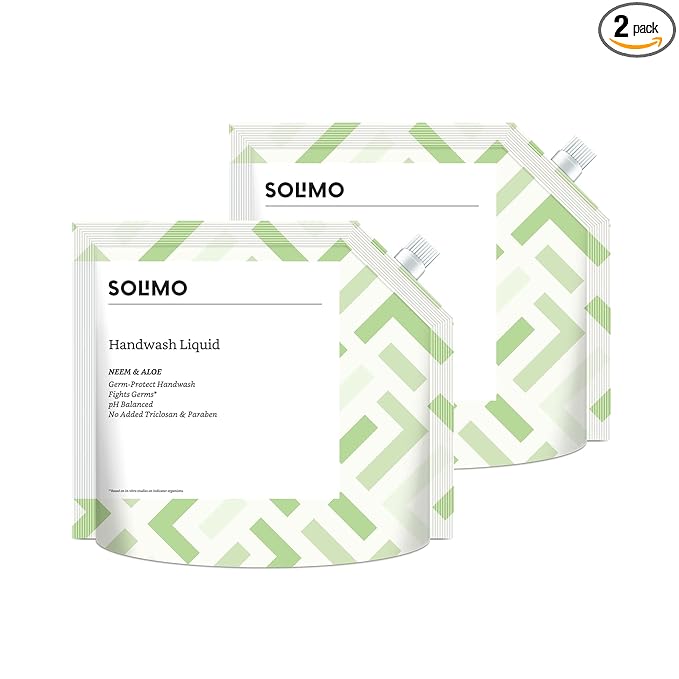 Amazon Brand Solimo Handwash Liquid Refill, Neem & Aloe, Pack of 2
