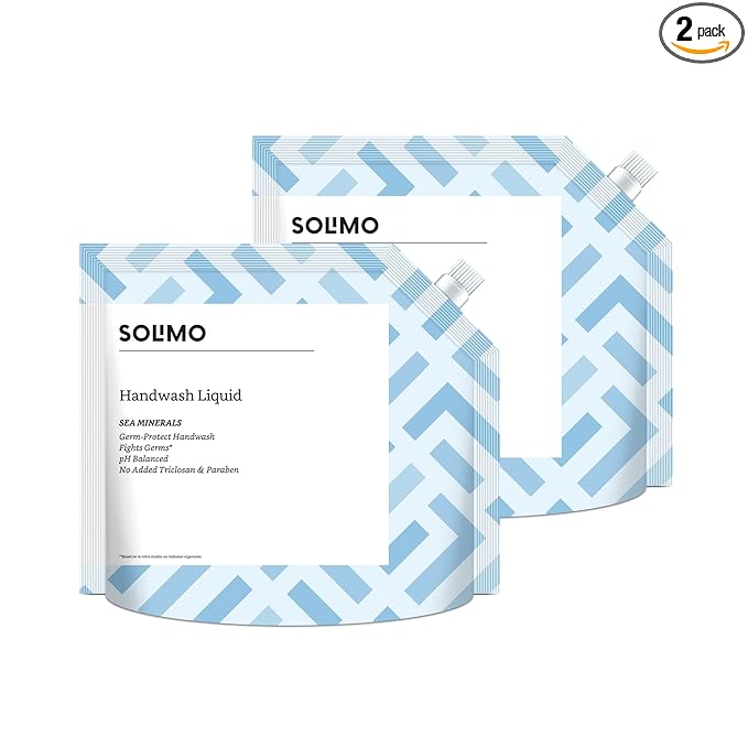 Amazon Brand Solimo Handwash Liquid Refill, Sea Minerals, Pack of 2
