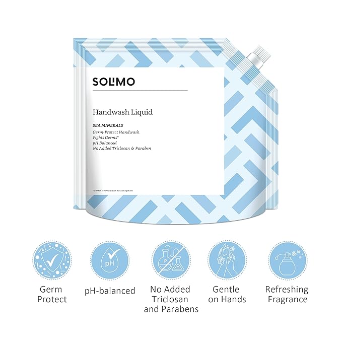 Amazon Brand Solimo Handwash Liquid Refill, Sea Minerals, Pack of 2