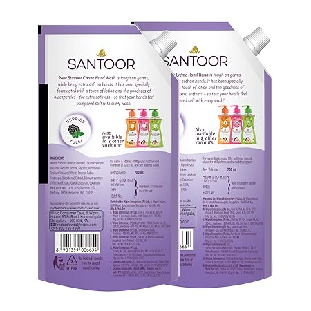 Santoor Creme Berries & Tulsi Handwash, Pack of 2