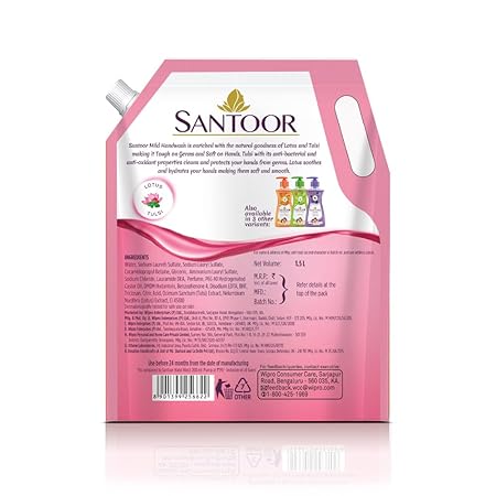 Santoor Mild Gentle Lotus & Tulsi Hand Wash