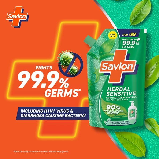 Savlon Herbal Sensitive pH balanced Liquid Handwash Refill Pouch