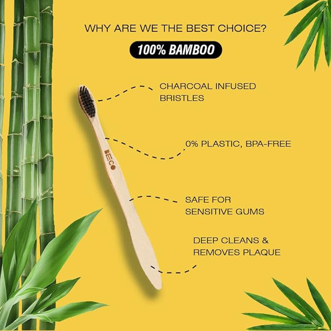 Beco Compostable Bamboo Toothbrush, Pack of 4
