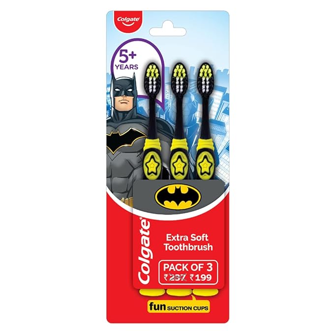 Colgate Kids Batman Manual Toothbrush, Pack of 3