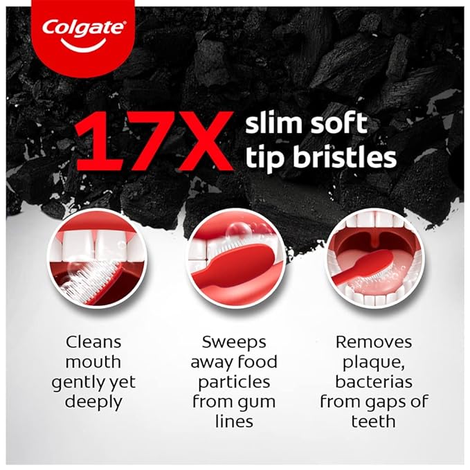 Colgate Slimsoft Charcoal Manual Toothbrush, Pack of 4