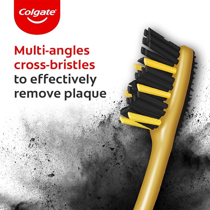 Colgate ZigZag Charcoal Medium Bristle Manual Toothbrush, Pack of 4
