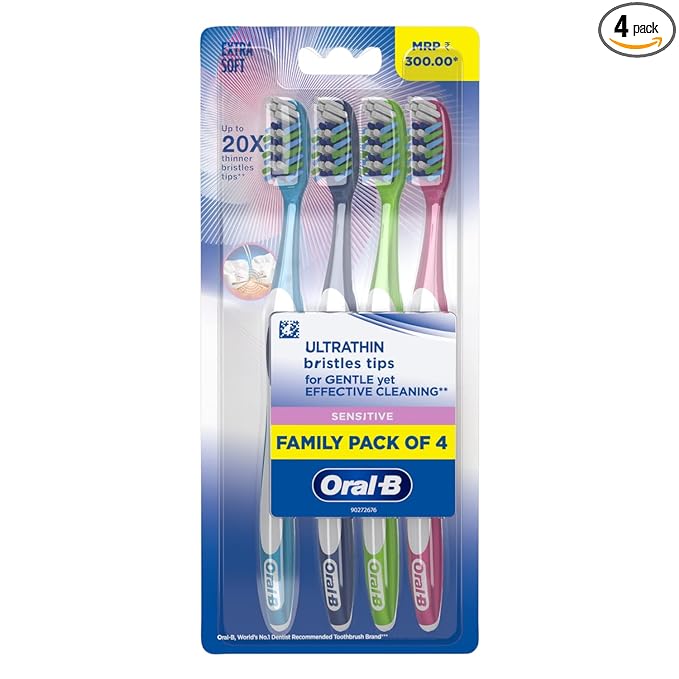 Oral B Sensitive & Gums Extra Softs Manual Toothbrush, Pack of 4