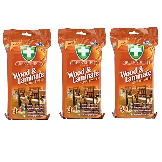 Greenshield Wood and Laminate Surface Wipes (Pack Of 3)