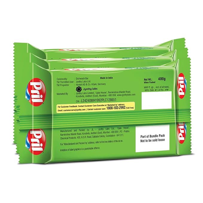 Pril Bar Removes Tough stains and Malodour (Pack of 3)