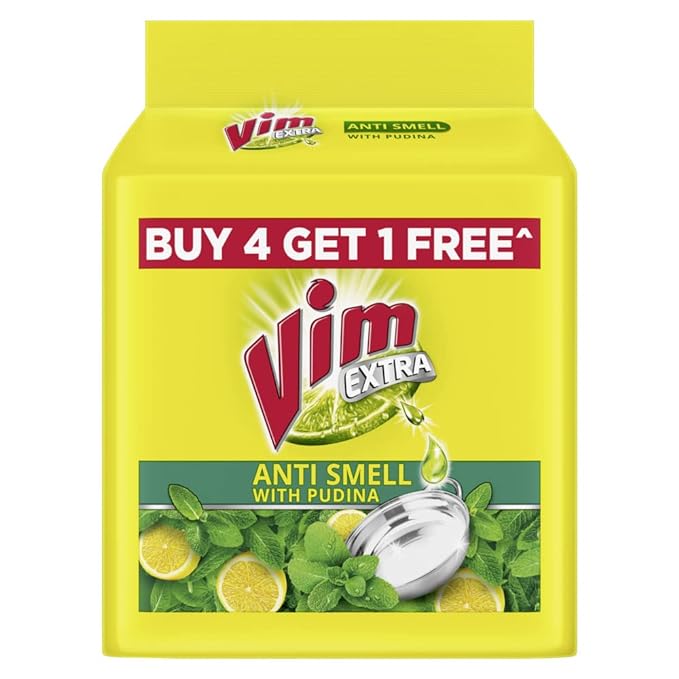 Vim Extra Anti Smell Dishwash Bar (Pack of 5)