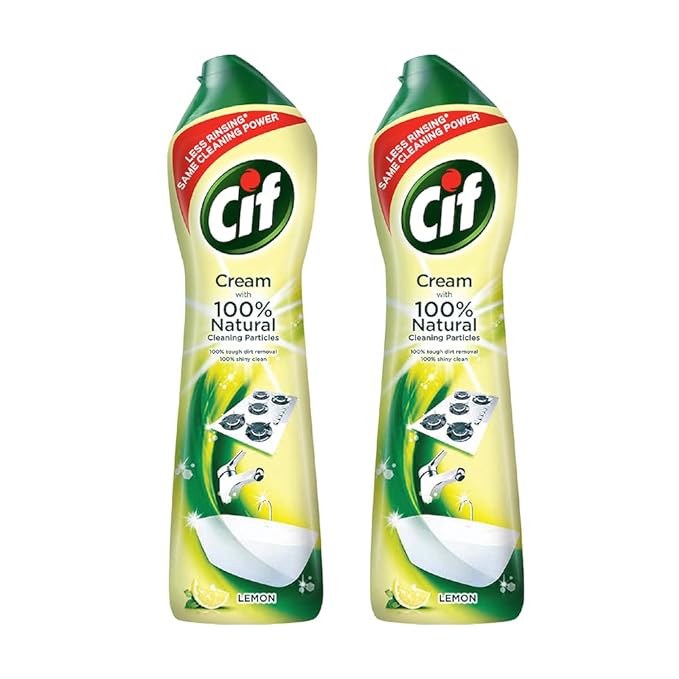 CIF Lemon Abrasive Surface Cleaner Cream for Kitchen & Bathroom, Pack of 2