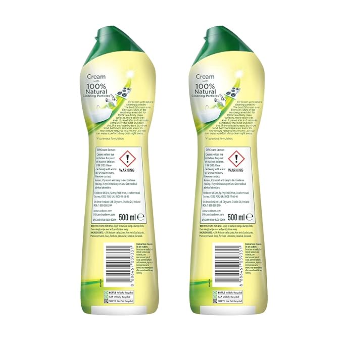CIF Lemon Abrasive Surface Cleaner Cream for Kitchen & Bathroom, Pack of 2