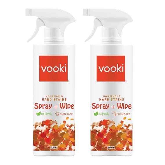 Vooki Ecofriendly Hard Stains Spray and Wipe, Pack of 2