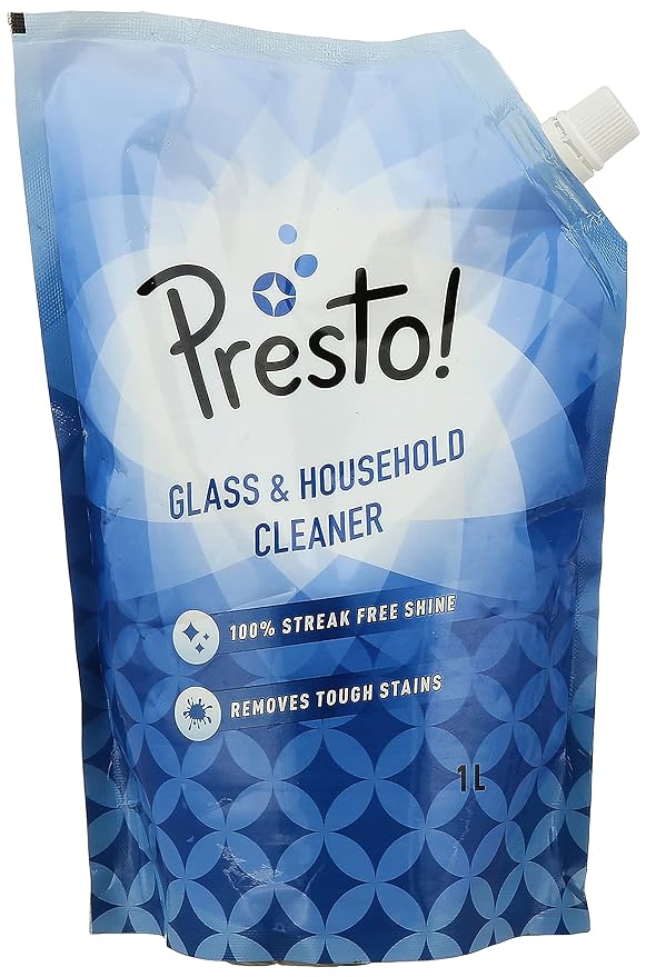 Amazon Brand - Presto Glass & Household Cleaner Refill Pouch (Pack of 2)