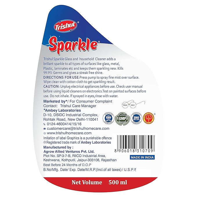 Trishul Sparkle Glass and household cleaner (Pack of 2)