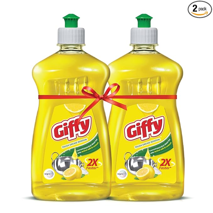 Giffy Liquid Dish Wash Gel with Active Salt & Lemon (Pack of 2)