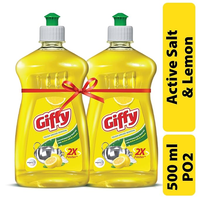 Giffy Liquid Dish Wash Gel with Active Salt & Lemon (Pack of 2)