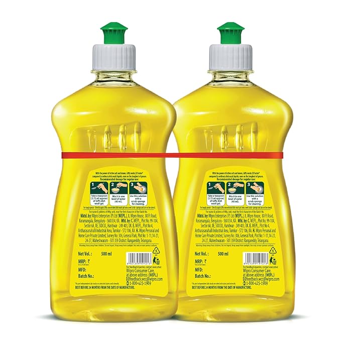 Giffy Liquid Dish Wash Gel with Active Salt & Lemon (Pack of 2)