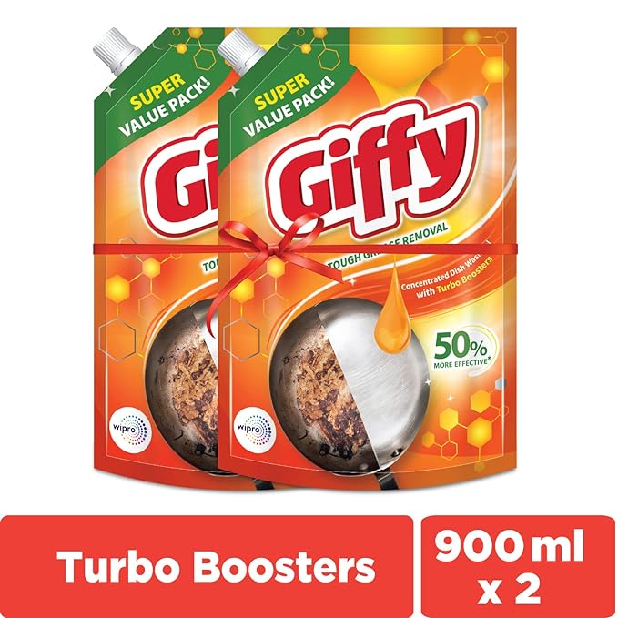 Giffy Liquid Dish Wash Gel with Turbo Boosters (Pack of 2)
