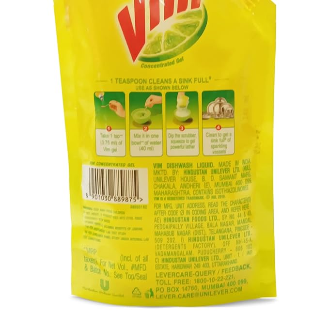 Vim Lemon Dishwash Liquid Gel Pouch
