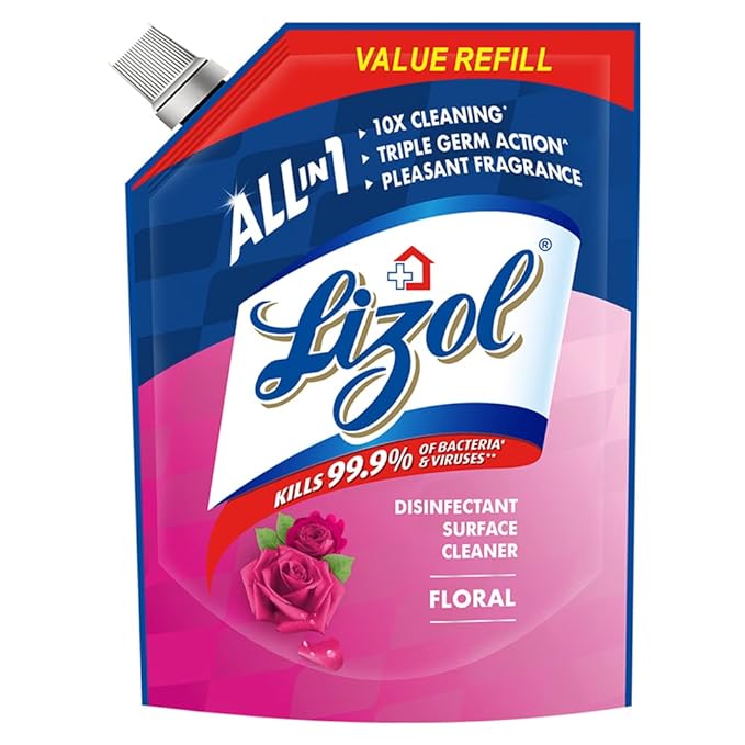 Lizol Disinfectant Surface & Floor Cleaner Liquid Refill Pack, Floral