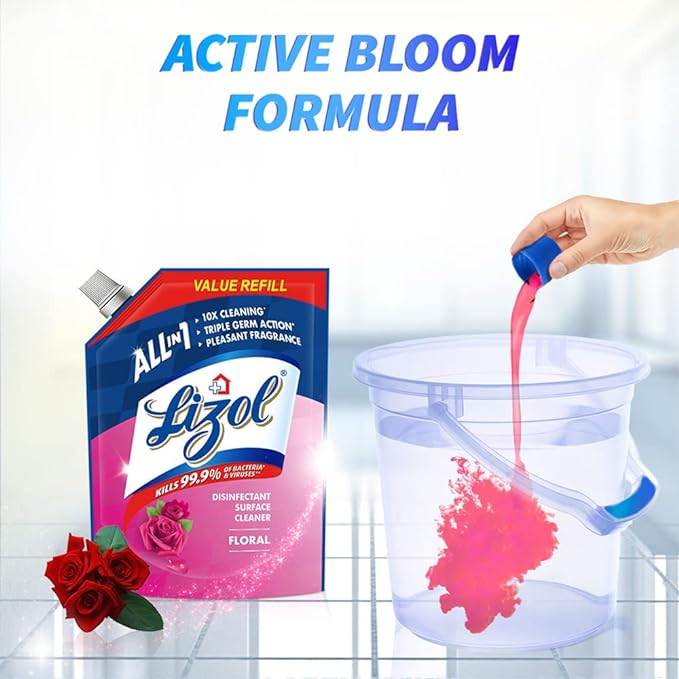 Lizol Disinfectant Surface & Floor Cleaner Liquid Refill Pack, Floral