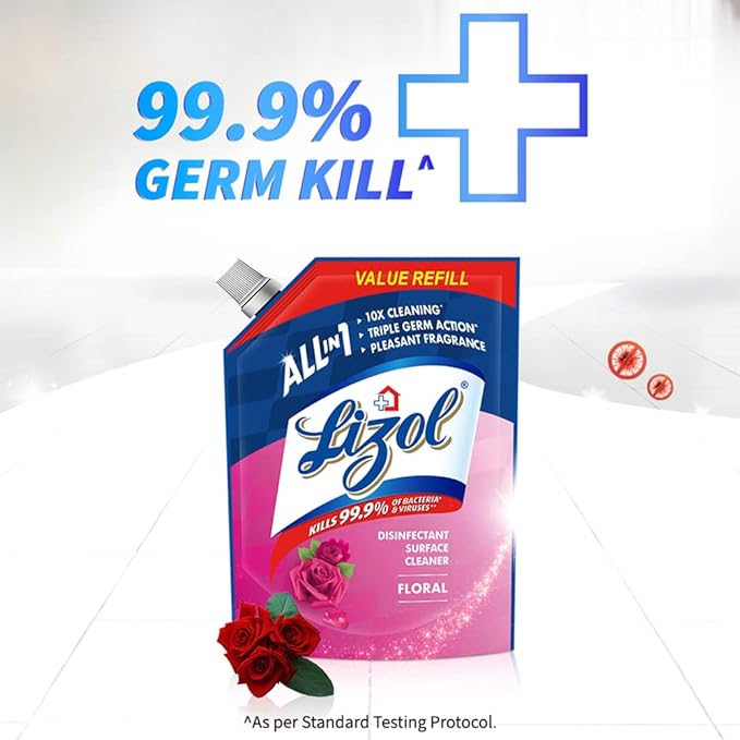 Lizol Disinfectant Surface & Floor Cleaner Liquid Refill Pack, Floral