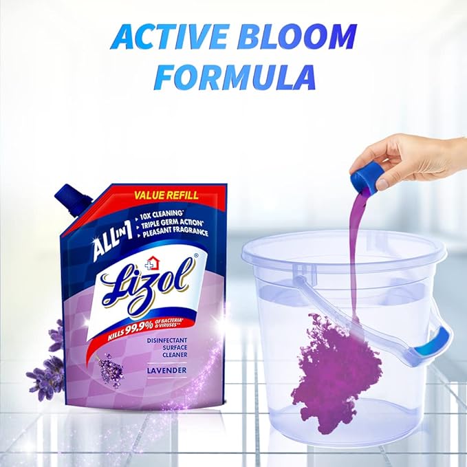 Lizol Disinfectant Surface & Floor Cleaner Liquid Refill Pack, Lavender