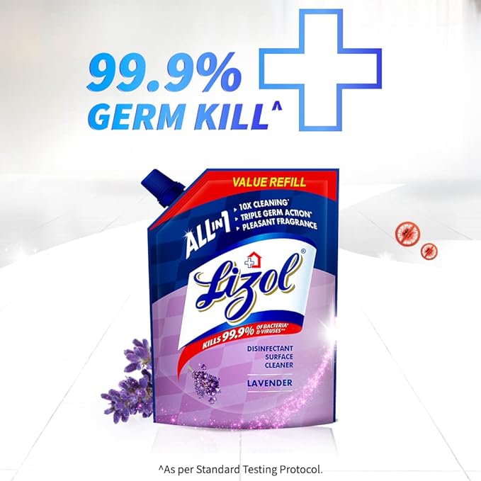 Lizol Disinfectant Surface & Floor Cleaner Liquid Refill Pack, Lavender