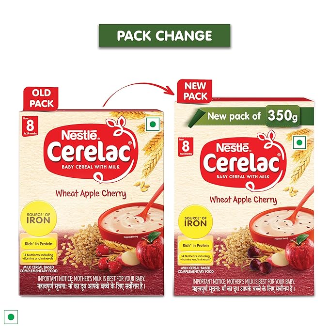 Cerelac Baby Cereal with Milk Stage 2, From 8 to 24 Months (Wheat Apple Cherry)