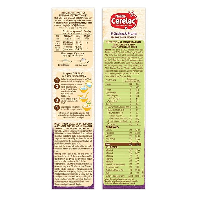 Nestle Cerelac Baby Cereal with Milk, Stage 5, From 18 to 24 Months