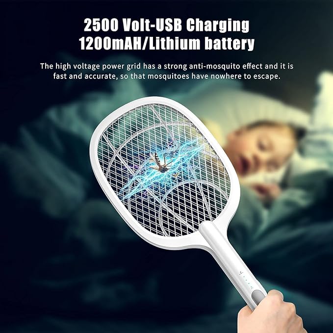 Mosquito Killer Racket Rechargeable Handheld Electric Fly Swatter