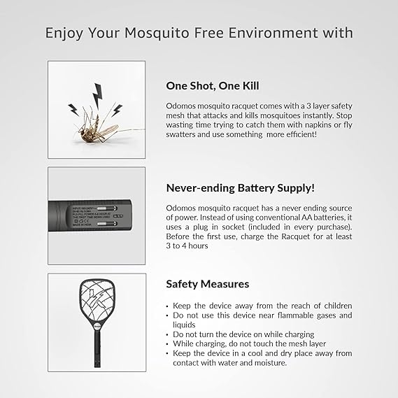 Odomos Attack Anti - Mosquito Rechargeable Racquet