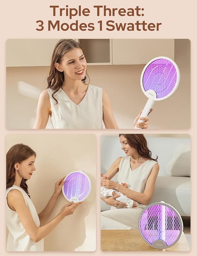 UN1QUE Foldable Swivel Mosquito Bat with UV Light Lamp