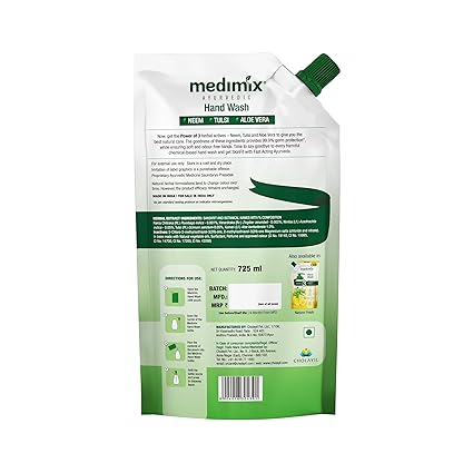 Medimix Ayurvedic Nature Care Hand Wash Refill With Neem, Tulsi & Aloe Vera For Soft & Odour
