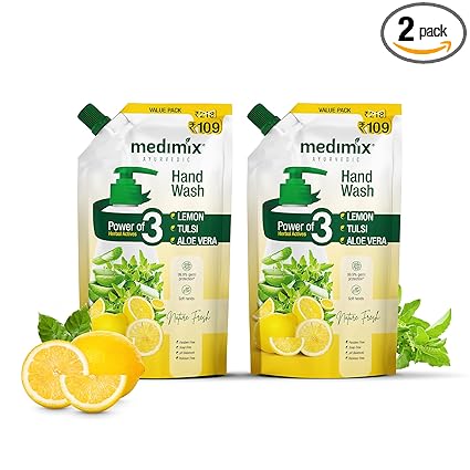 Medimix Ayurvedic Nature Fresh Hand Wash Refill With Lemon, Tulsi & Aloe Vera, Pack of 2