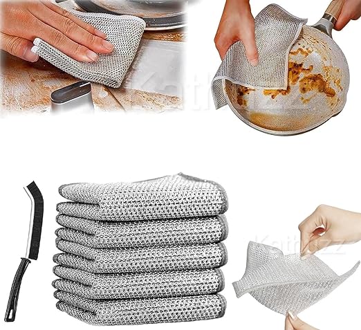 Kathuzz Non Scratch Dish Wash Cloth (Pack of 5)
