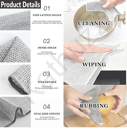 Kathuzz Non Scratch Dish Wash Cloth (Pack of 5)