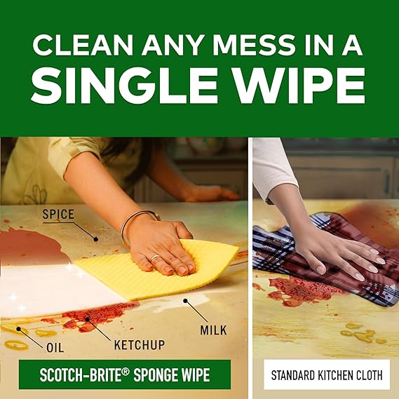 Scotch-Brite Sponge Wipe Resusable Kitchen Cleaning Sponge (Pack of 10)