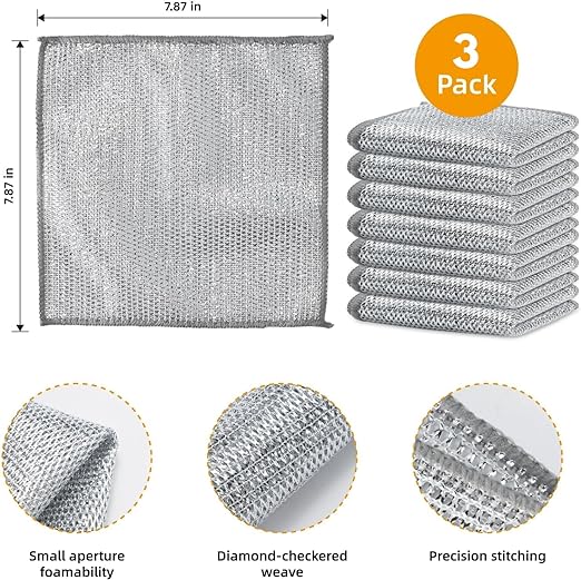 TCCO Non-Scratch Wire Dishcloth & Gaps Cleaning Brush (Pack of 3)