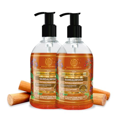 Khadi Natural Sandalwood Hand Wash, Ayurvedic Handwash For Clean Hands, Pack of 2