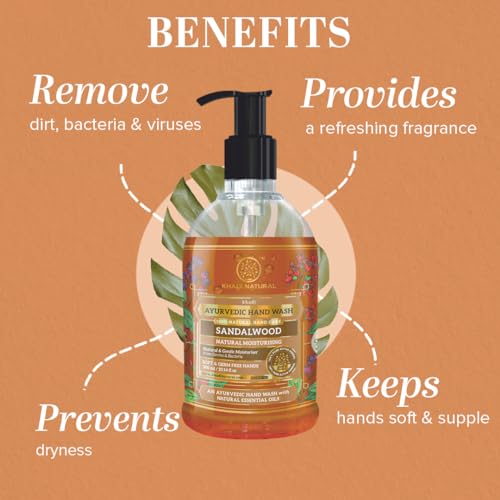 Khadi Natural Sandalwood Hand Wash, Ayurvedic Handwash For Clean Hands, Pack of 2