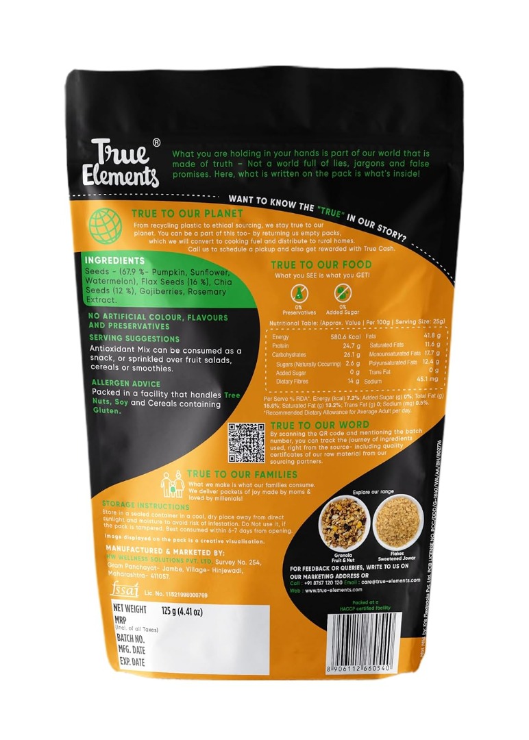 True Elements Antioxidant Seeds Mix (Contains 24.7g Protein)