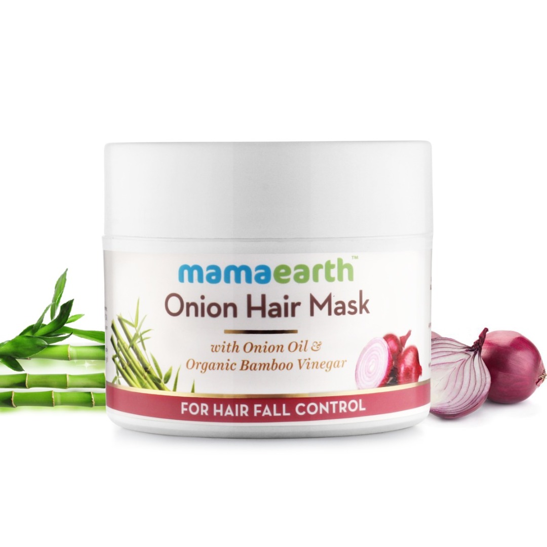 MamaEarth Onion Hair Mask | for Hair Fall Control | with Onion Oil and Organic Bamboo Vinegar
