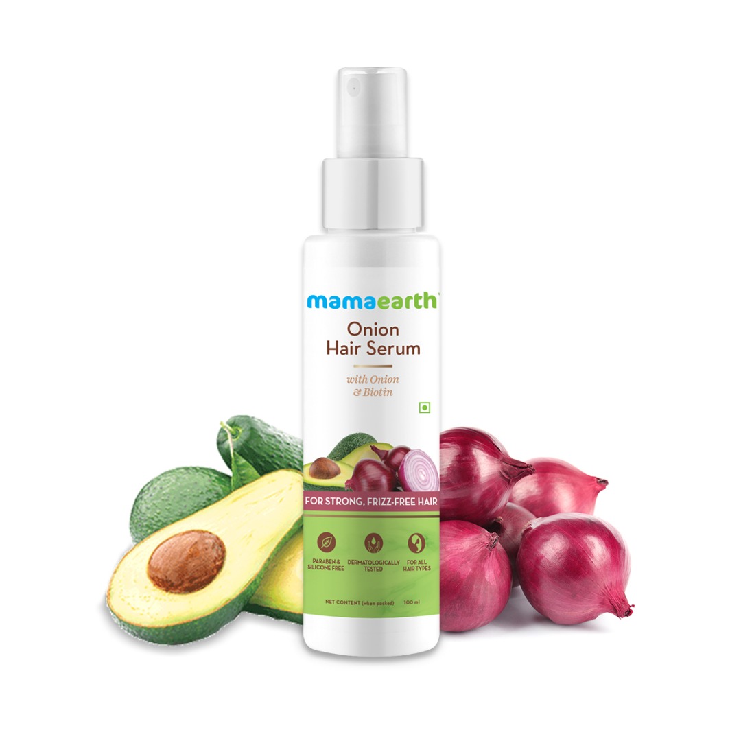 MamaEarth Onion Hair Serum with Onion and Biotin for Strong | Frizz-Free Hair