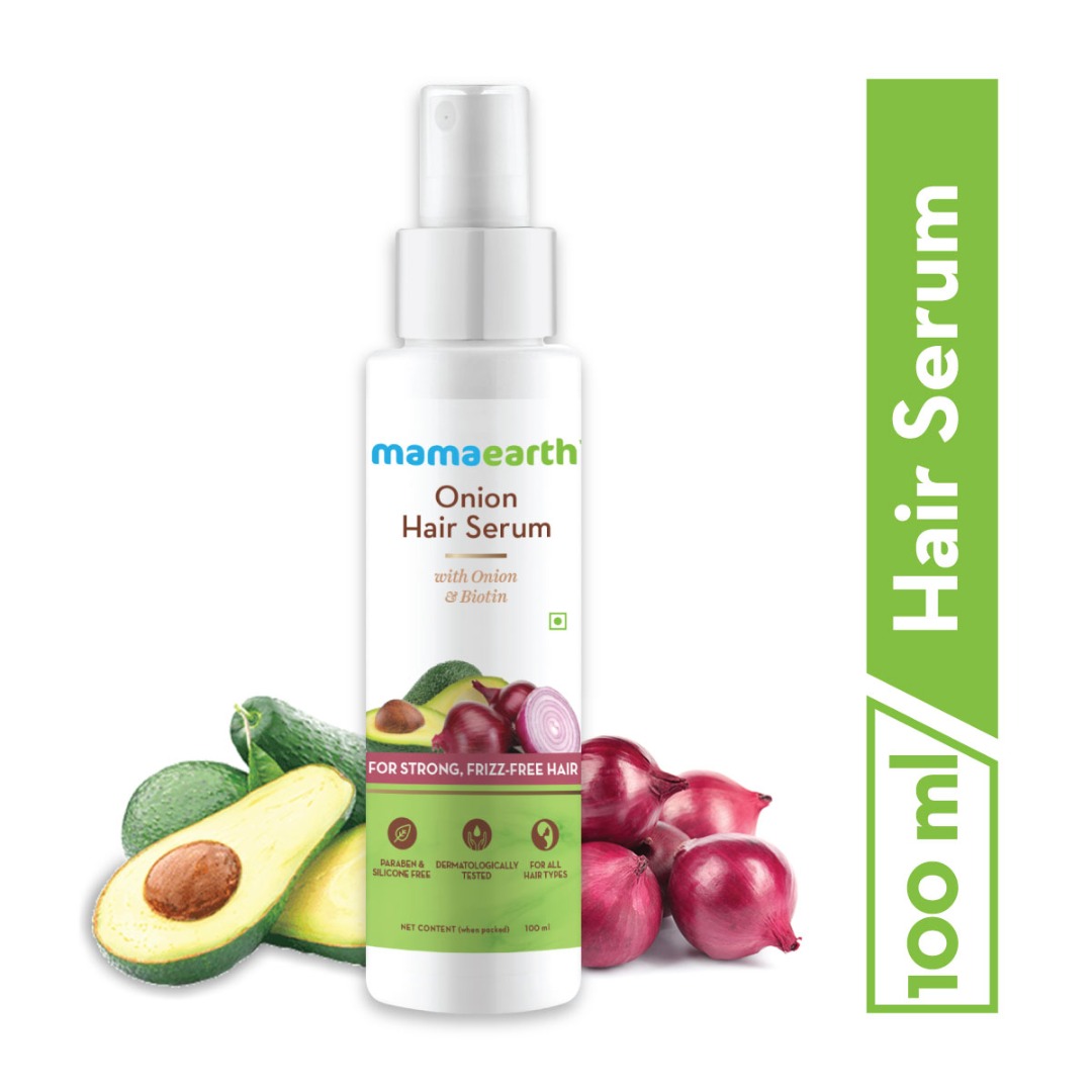 MamaEarth Onion Hair Serum with Onion and Biotin for Strong | Frizz-Free Hair