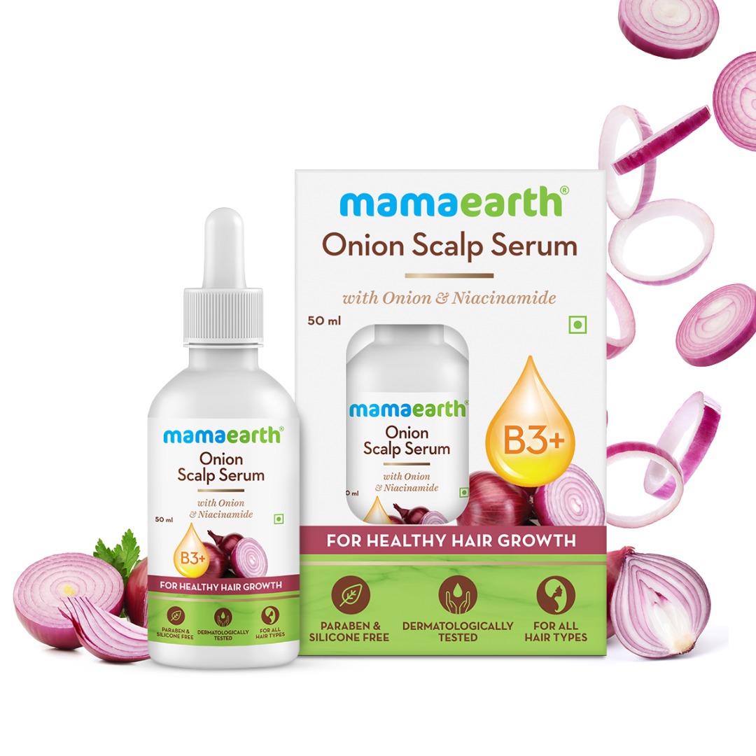 MamaEarth Onion Scalp Serum with Onion and Niacinamide for Healthy Hair Growth