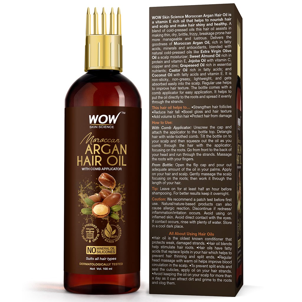 WoW Moroccan Argan Hair Oil with Comb Applicator