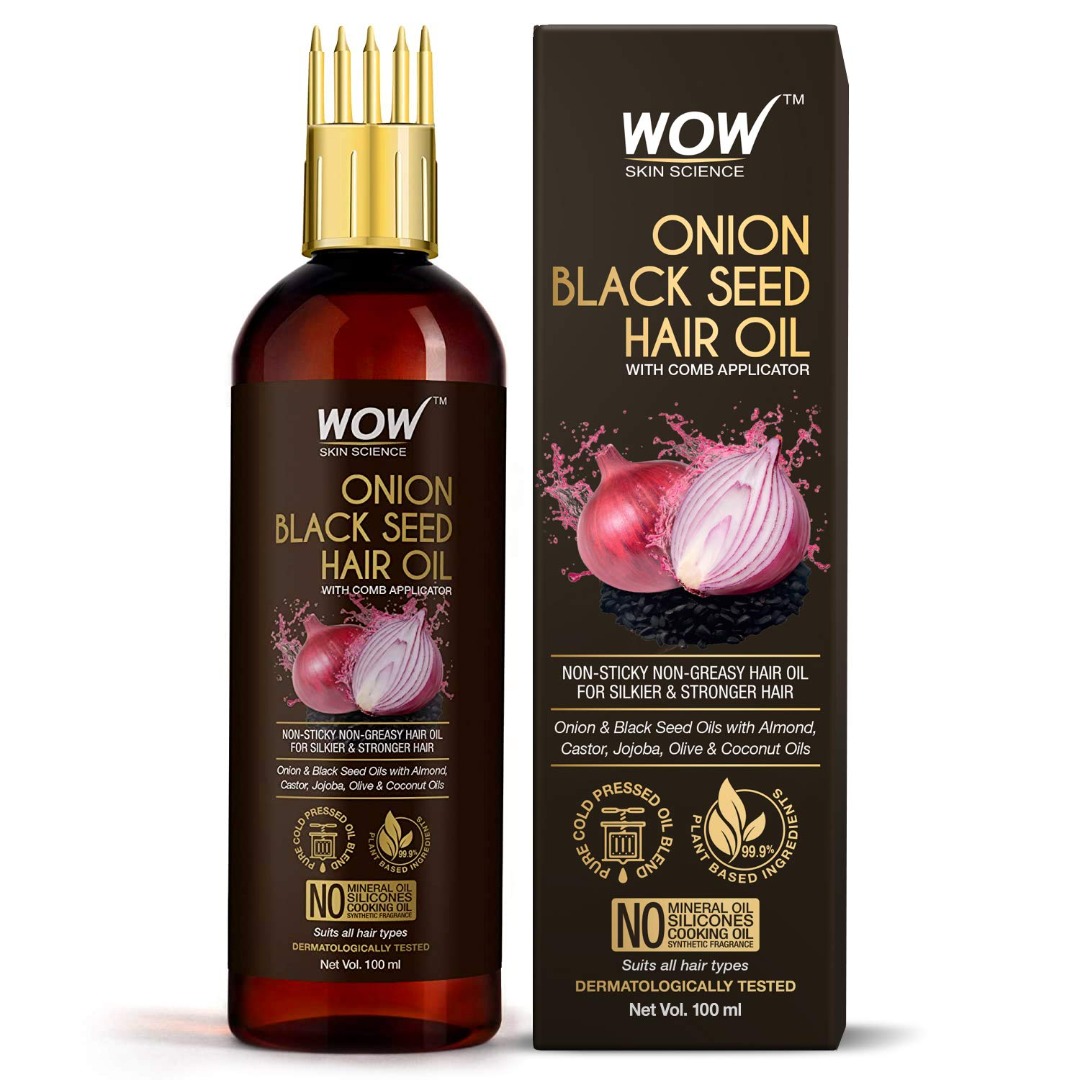 Wow Onion Hair Oil for Hair Fall Control with Comb Applicator